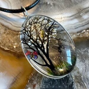 3086 Nature-Inspired Pressed Flower Pendant Necklace